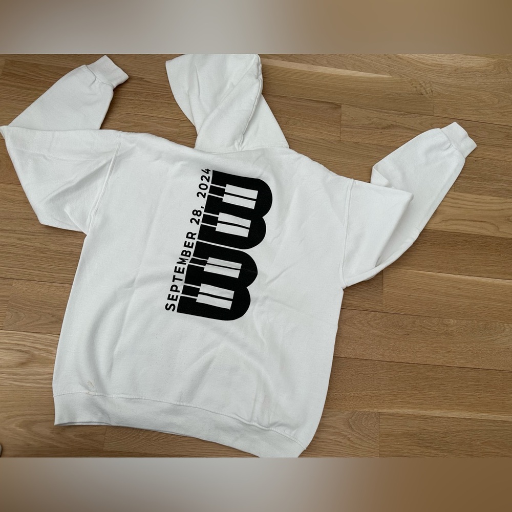 Personalized YOUTH WHITE Hoodie BLACK graphic  BB print M-
